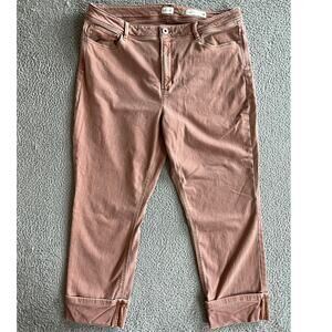 J.Jill Denim Jeans 14 Large High Rise Cropped Cuffed Straight Leg Pink Pants